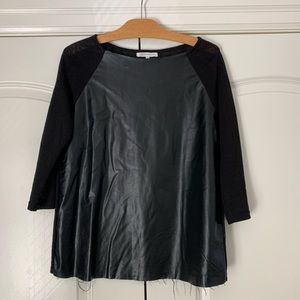 ❤️Glamorous Black Faux Leather Panel Knit Top M